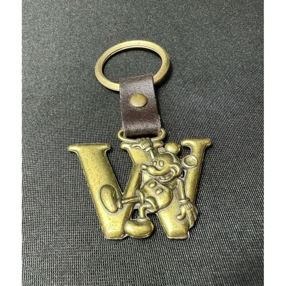Pewter W Disney Key Chain Leather Travel Purse Trinket Mickey Mouse Nostalgia - Picture 5 of 5